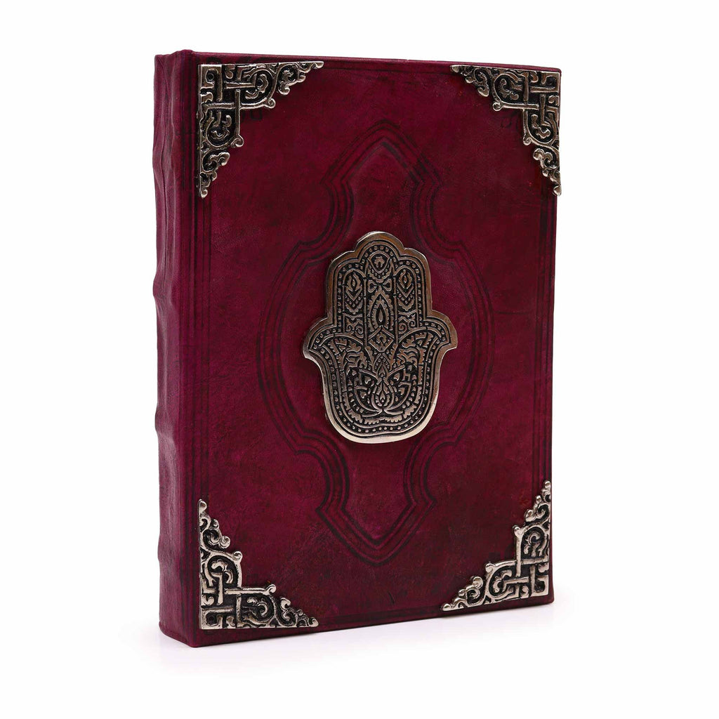 Grand Carnet en Cuir – Hamsa & Zinc – 200 pages Deckle – 26×18 cm