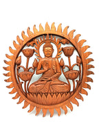 Panneau Mural Bois Sculpté – Bouddha & Lotus – 40 cm