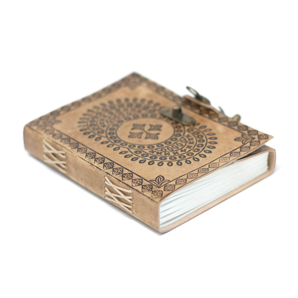 Carnet en Cuir – Mandala Bleu – 18×13 cm