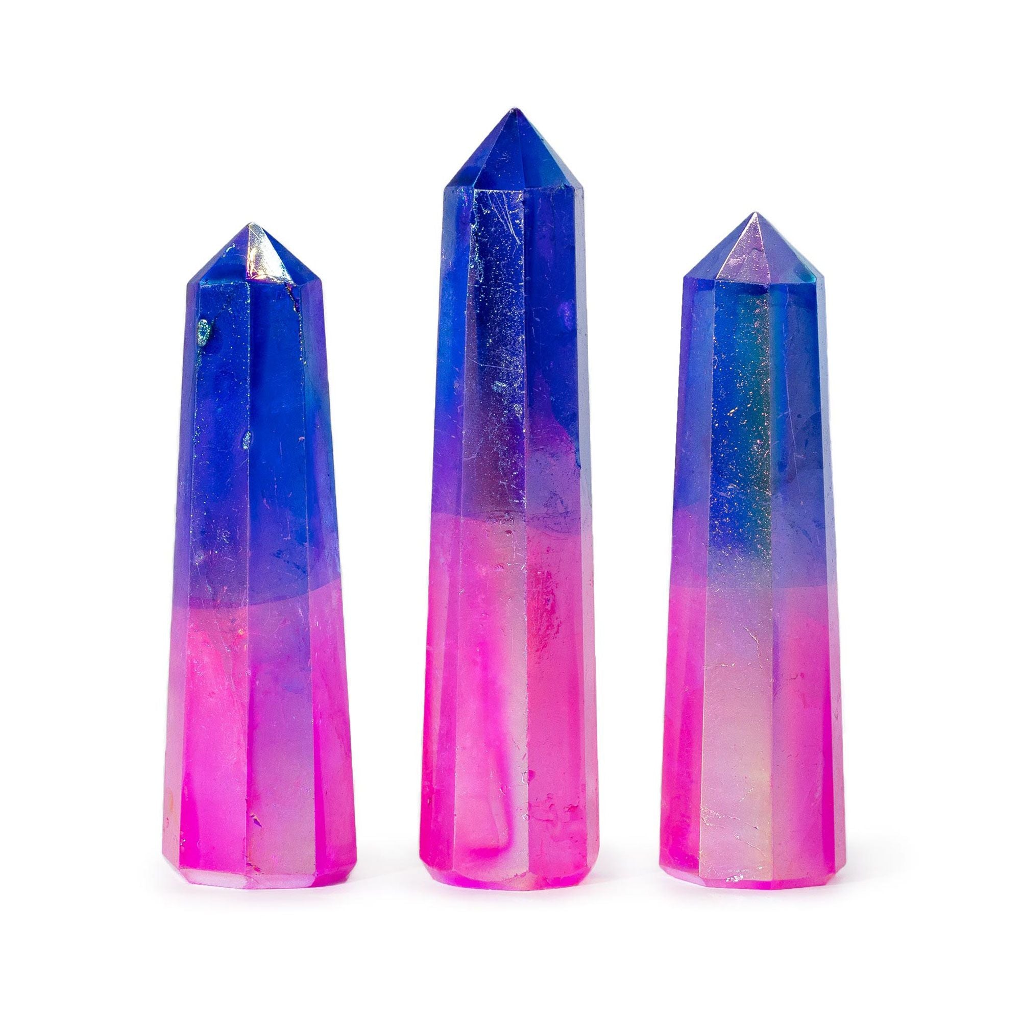 Obélisque en Quartz Aurora – Rose & Bleu – 9 cm