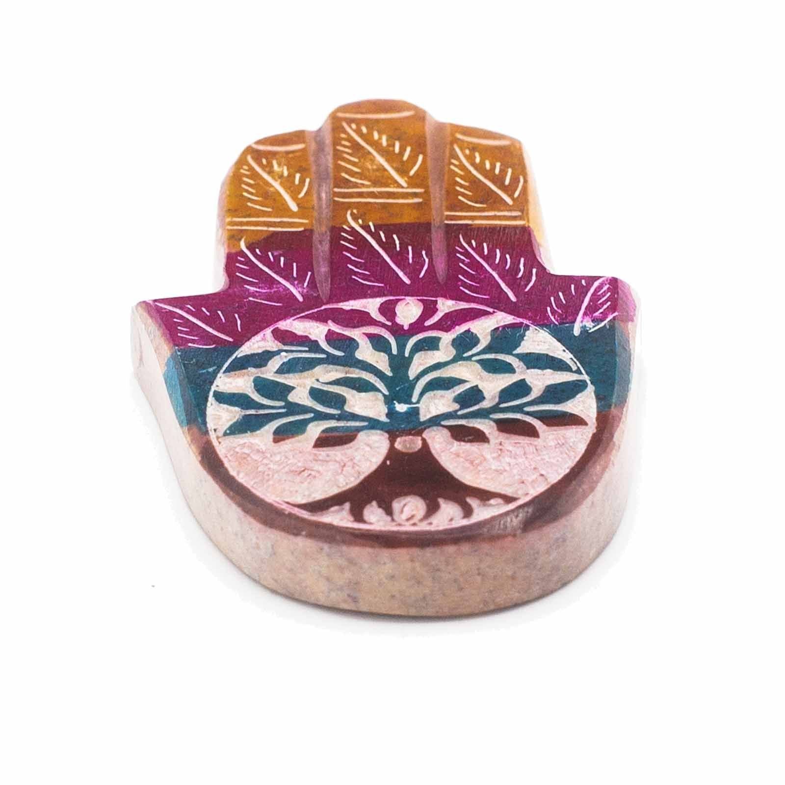 Porte-Encens en Stéatite – Hamsa Arbre de Vie – 9×6 cm