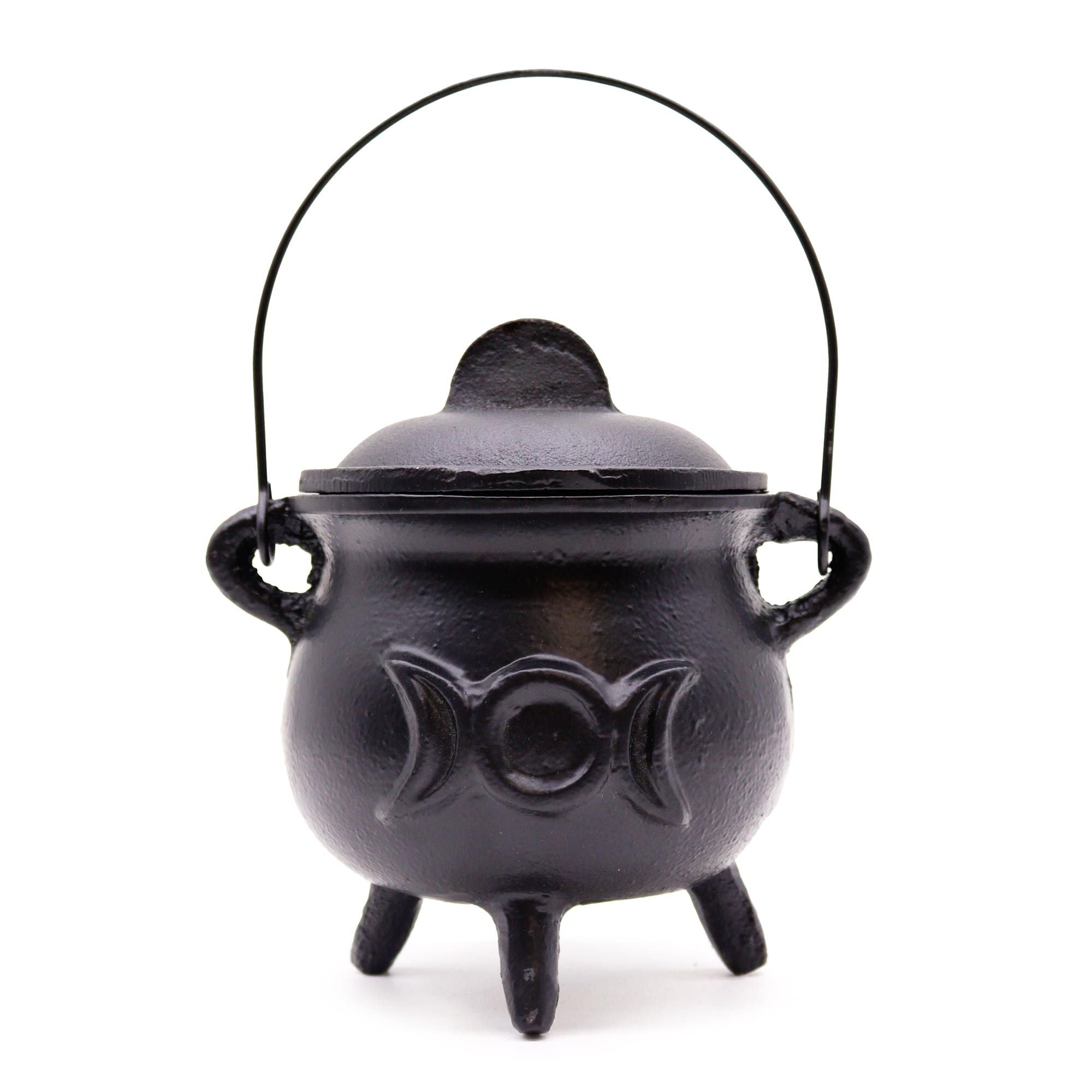 Grand Chaudron Rituel en Fonte – Triple Lune – 12×15 cm