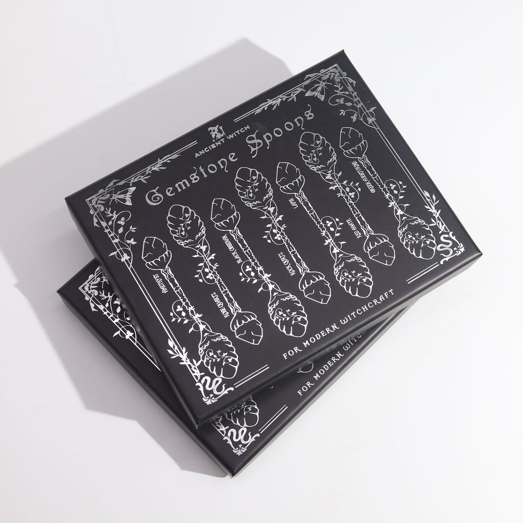 Set de 7 Cuillères Rituelles – Chakras – Finition Argent Foncé