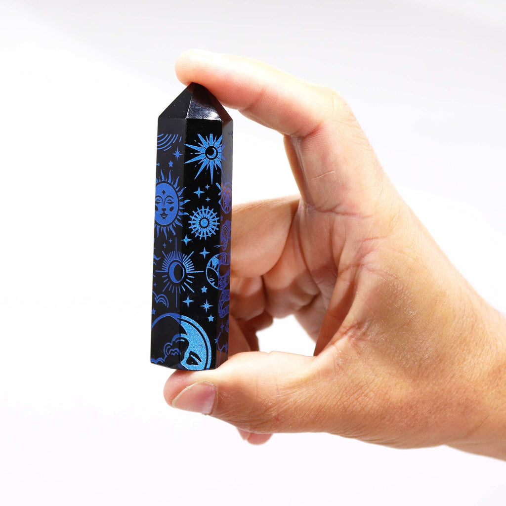 Pointe d'Obsidienne Noire – Reflets Bleu Minuit – 9 cm