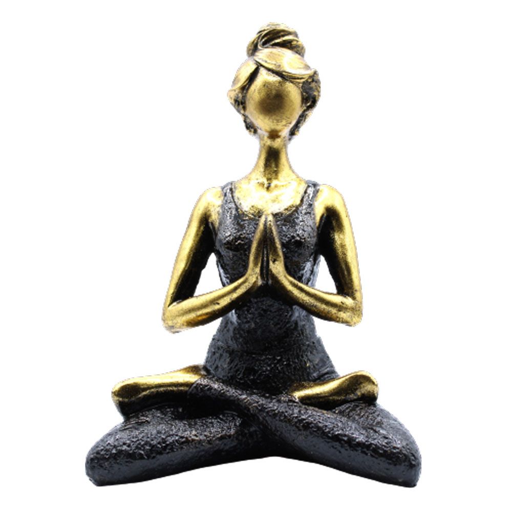Figurine Déesse Yoga – Bronze & Noir – 24 cm
