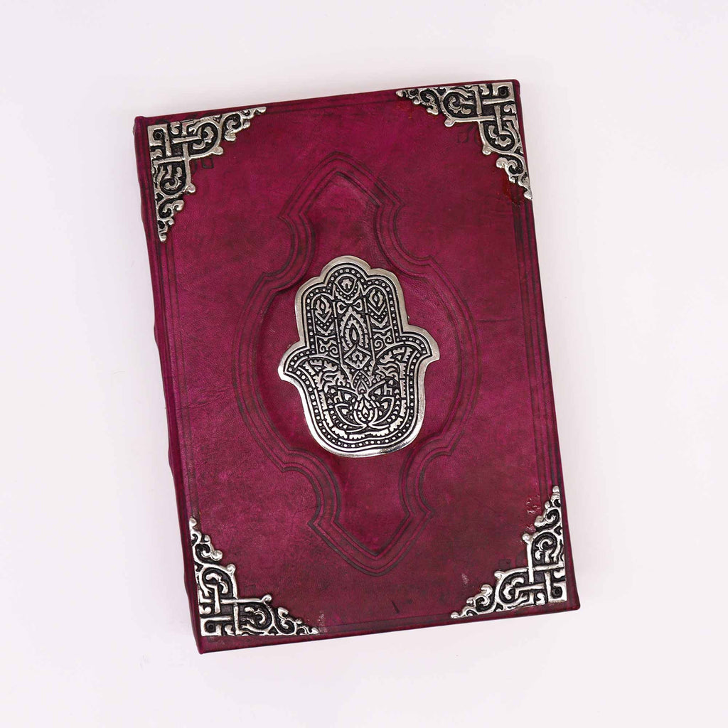 Grand Carnet en Cuir – Hamsa & Zinc – 200 pages Deckle – 26×18 cm