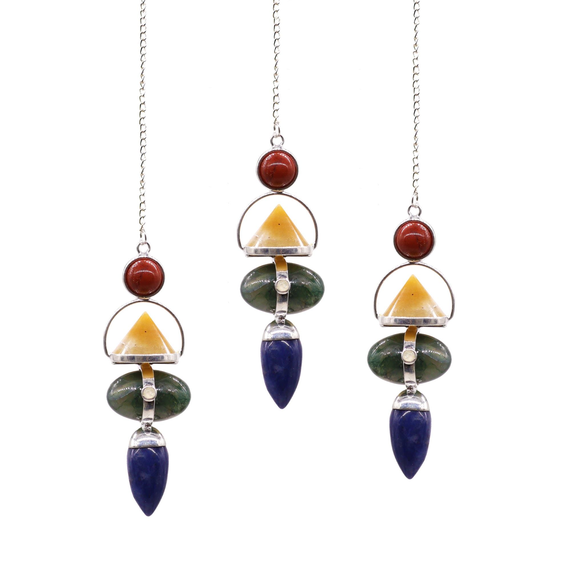 Pendule des 4 Éléments – Jaspe, Aventurine, Agate, Sodalite, Pierre de Lune