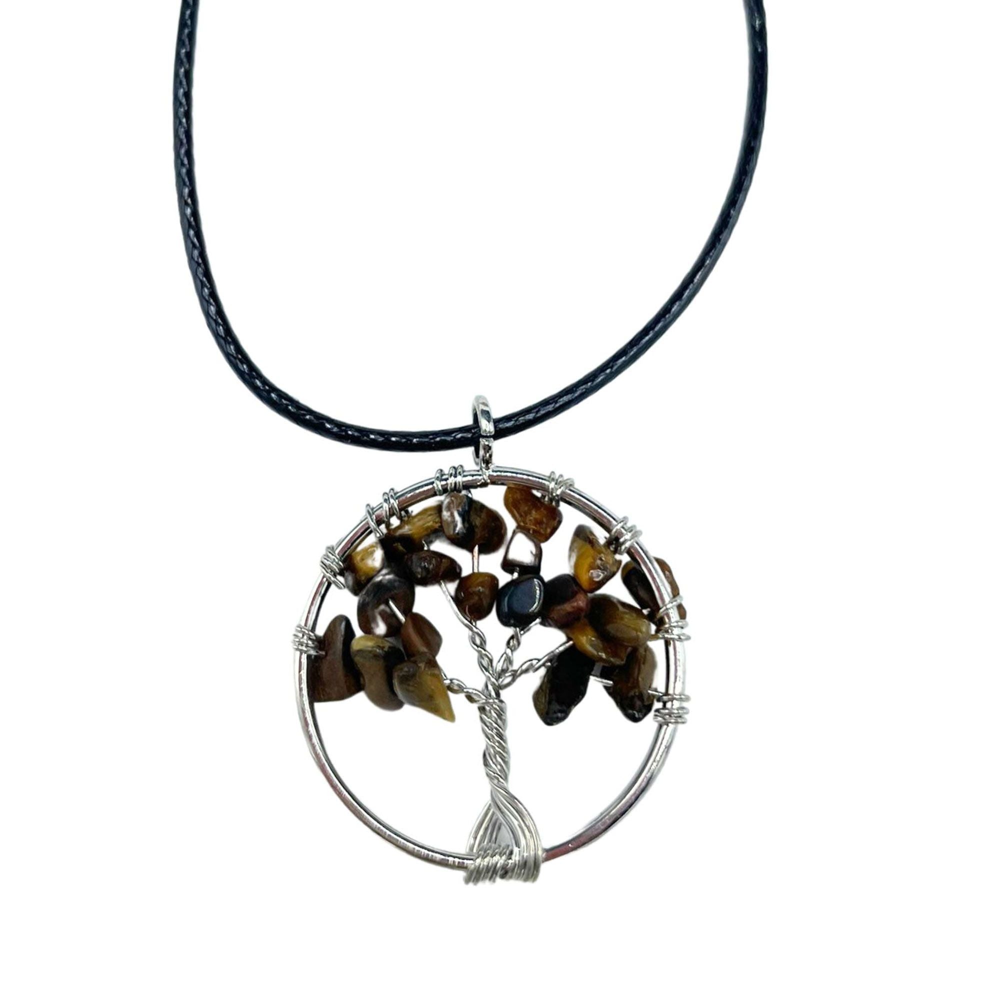 Collier Arbre de Vie – Feuillage d’Œil de Tigre
