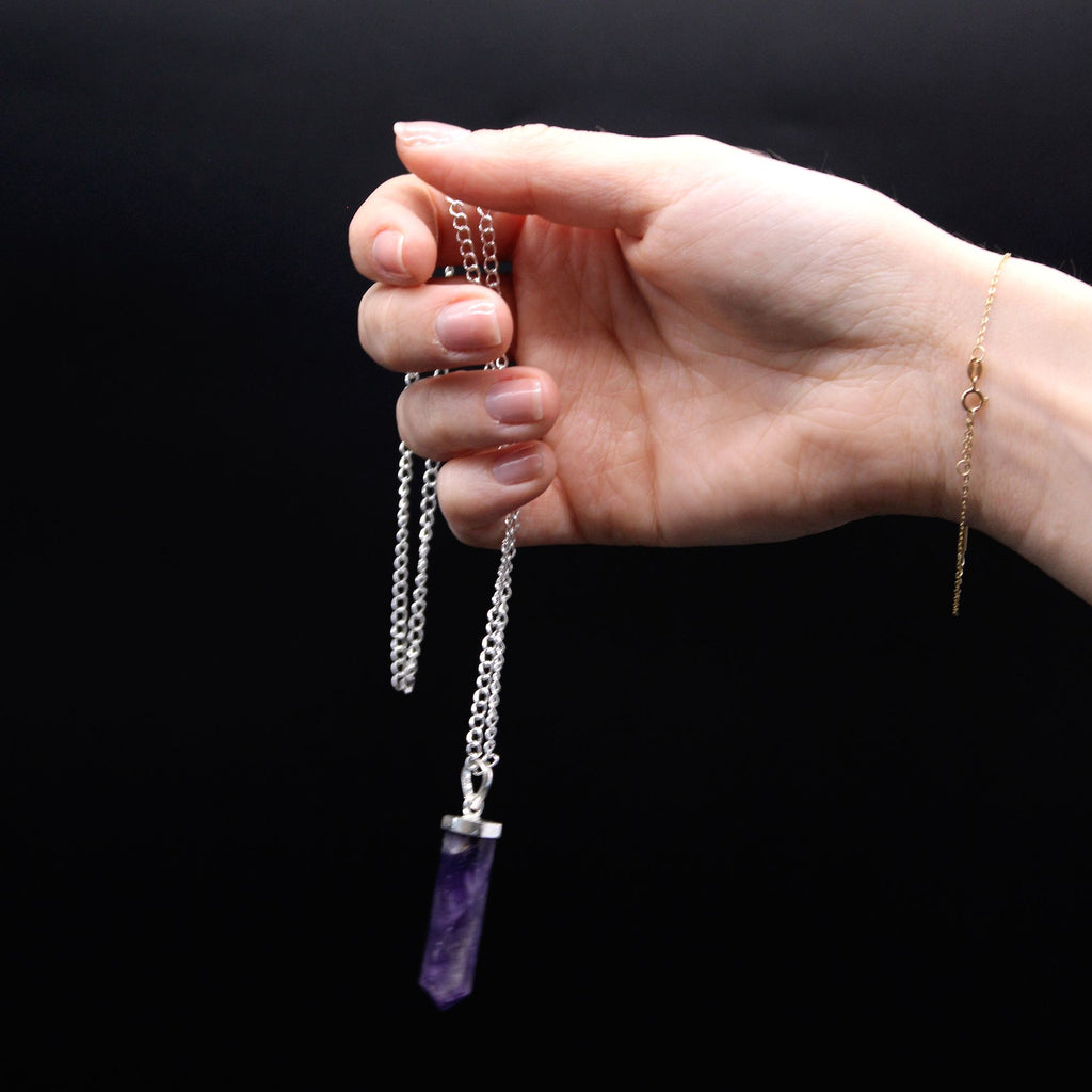 Pendentif Pointe – Agate Noire (Grand Format)
