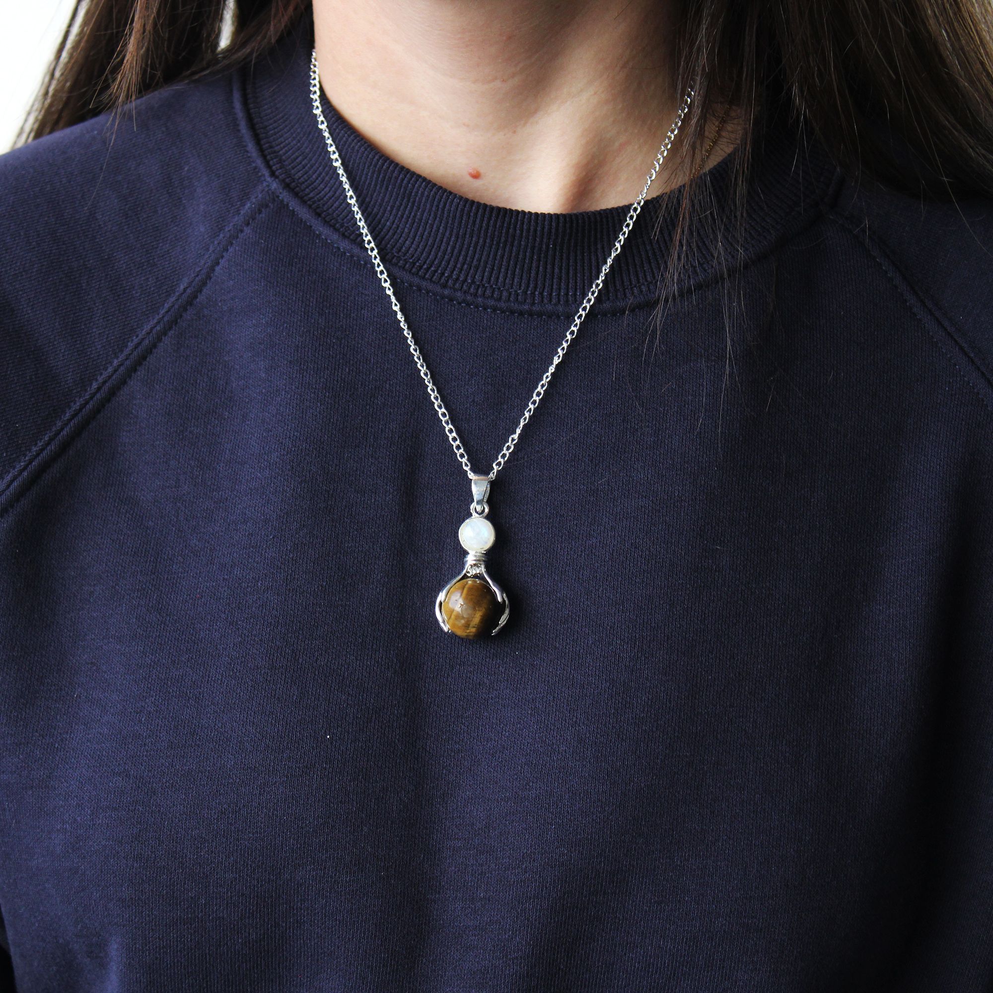 Pendentif Pointe – Œil de Tigre (Petit Format)