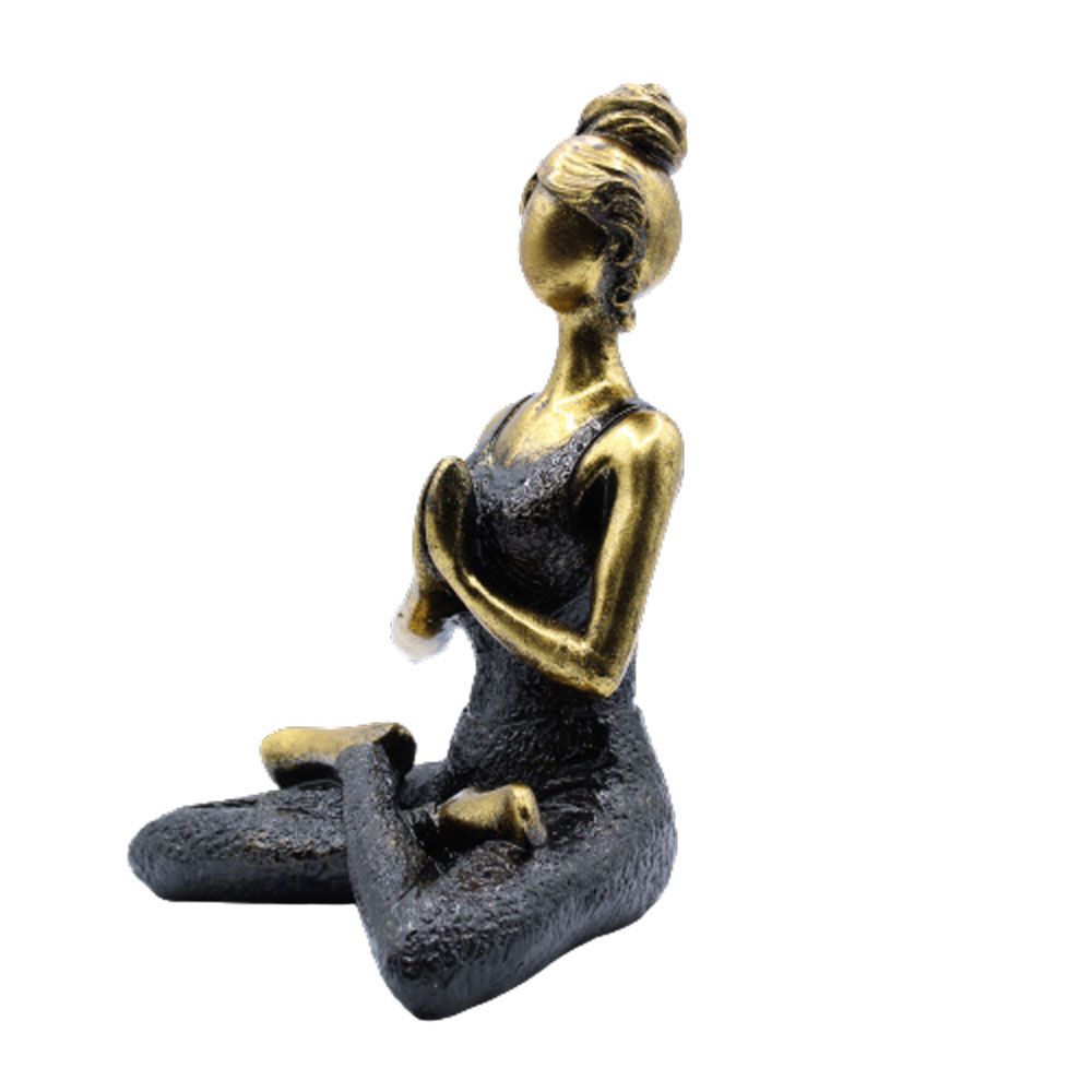 Figurine Déesse Yoga – Bronze & Noir – 24 cm