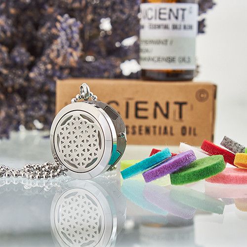 Collier Diffuseur d'Aromathérapie – Fleur de Vie – 25 mm