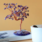 Grand Arbre de Gemmes – Améthyste sur base en Agate Naturelle – 100 Pierres