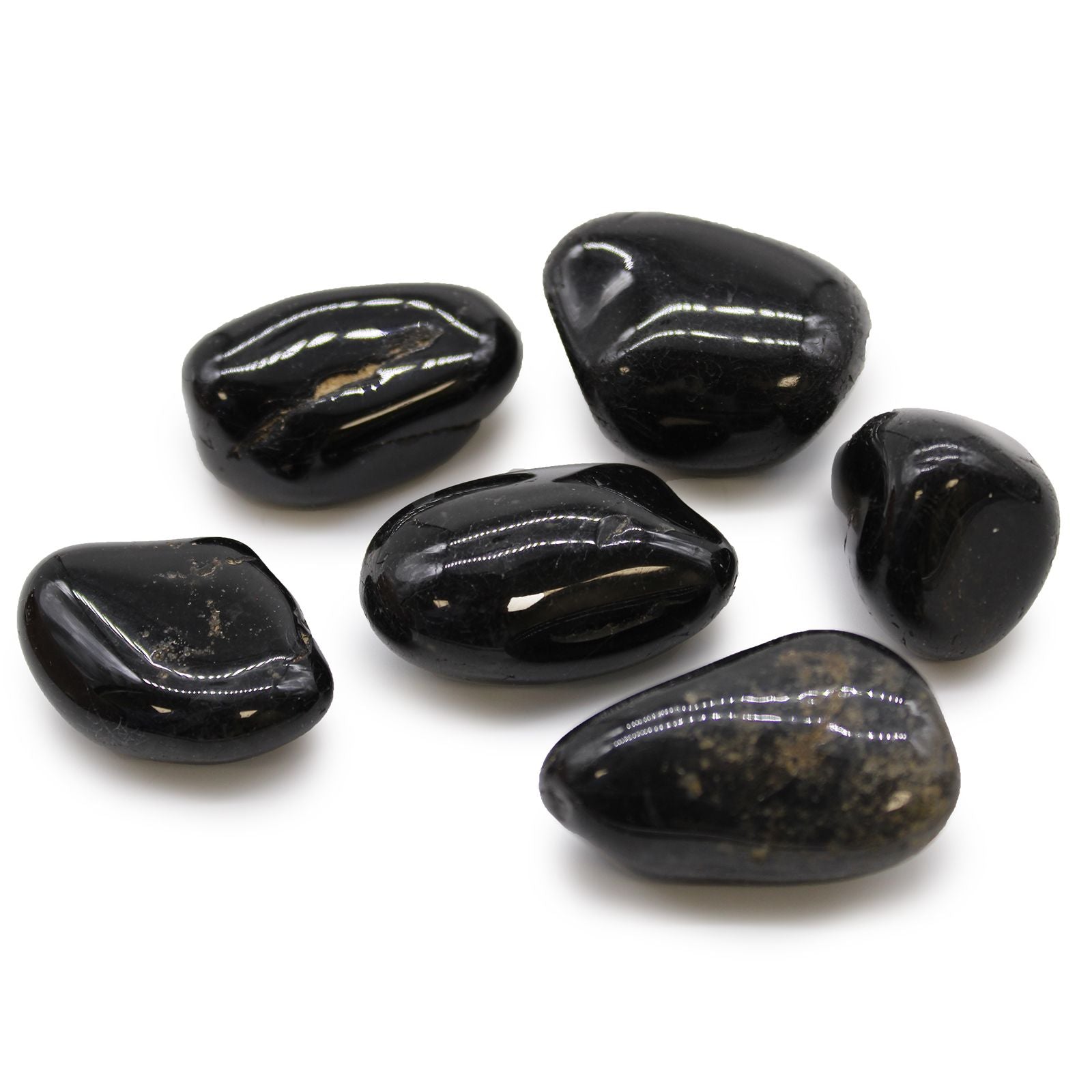Lot de 6 Grosses Pierres Roulées – Onyx Noir (Afrique)