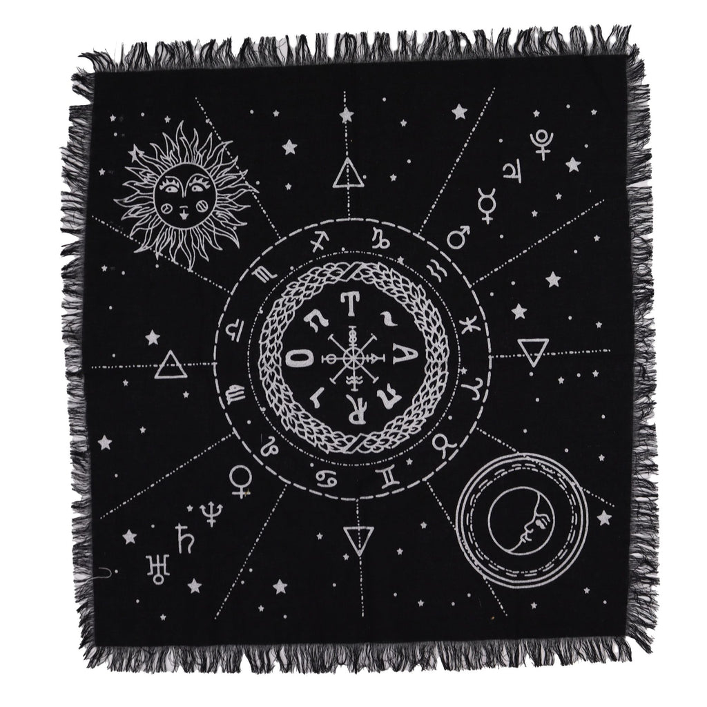Tapis d'Autel Frangé – Lune & Soleil
