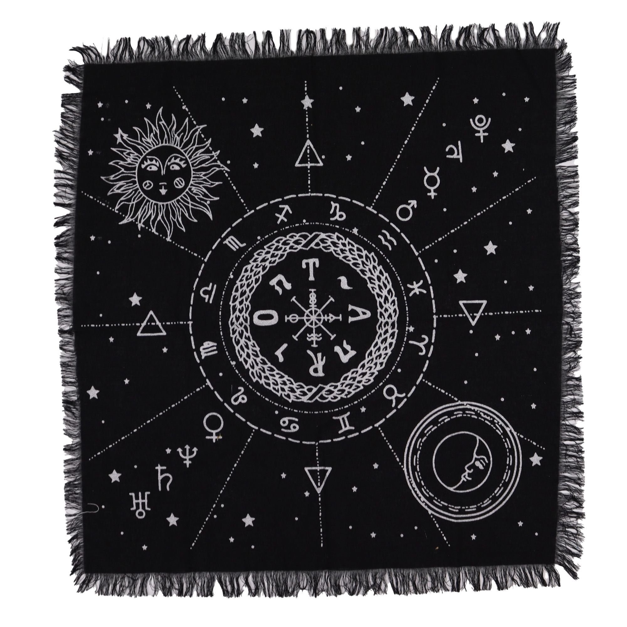 Tapis d'Autel Frangé – Lune & Soleil