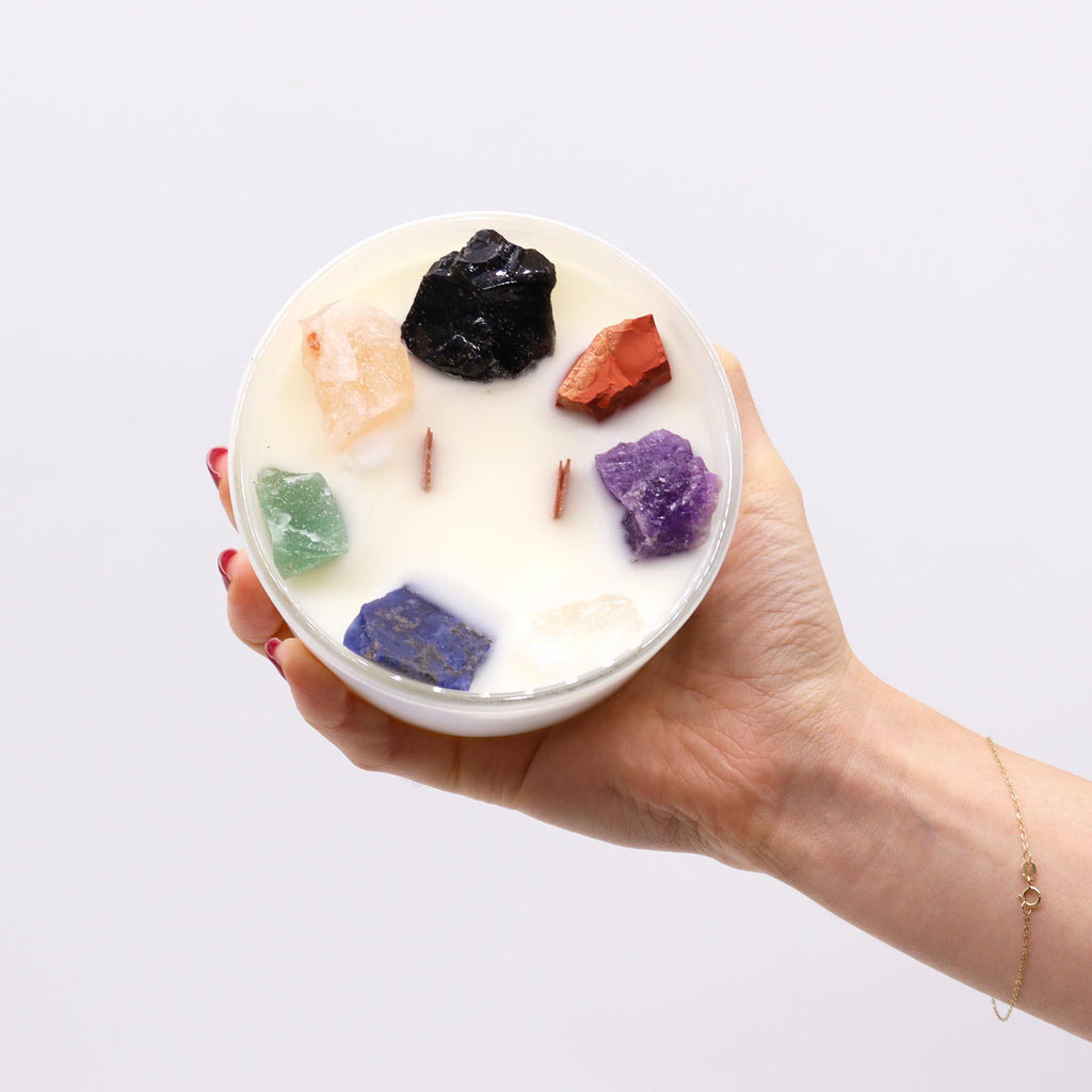 Grande Bougie Cristal – Sept Chakras