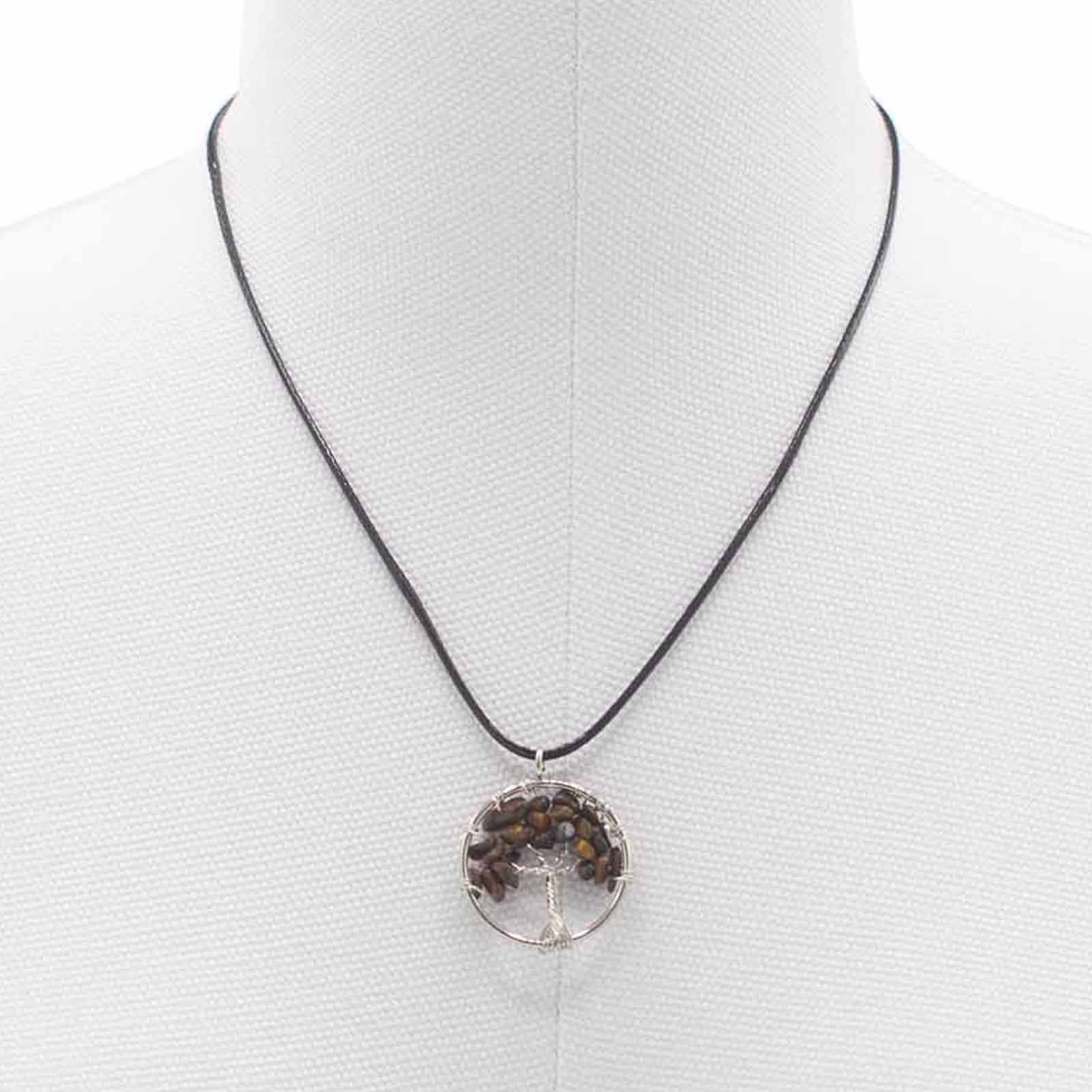 Collier Arbre de Vie – Feuillage d’Œil de Tigre