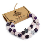 Set de 2 Bracelets d'Amour – Améthyste & Quartz Rose