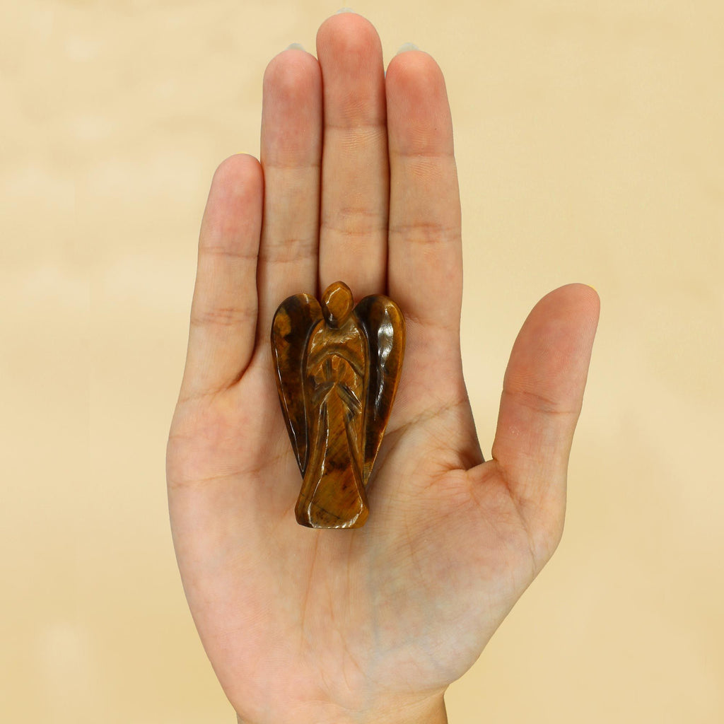 Ange en Gemme Sculpté – Œil de Tigre