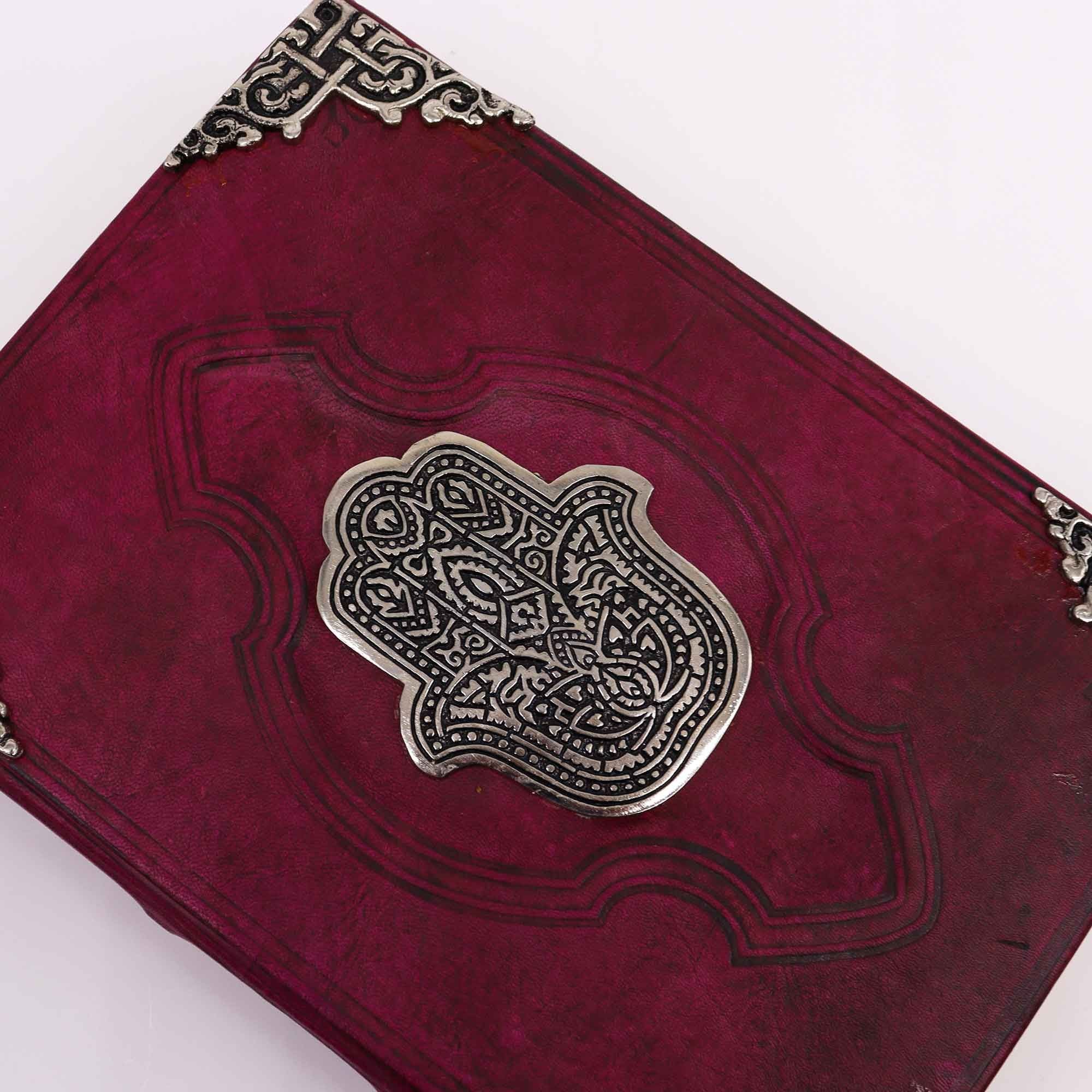 Grand Carnet en Cuir – Hamsa & Zinc – 200 pages Deckle – 26×18 cm