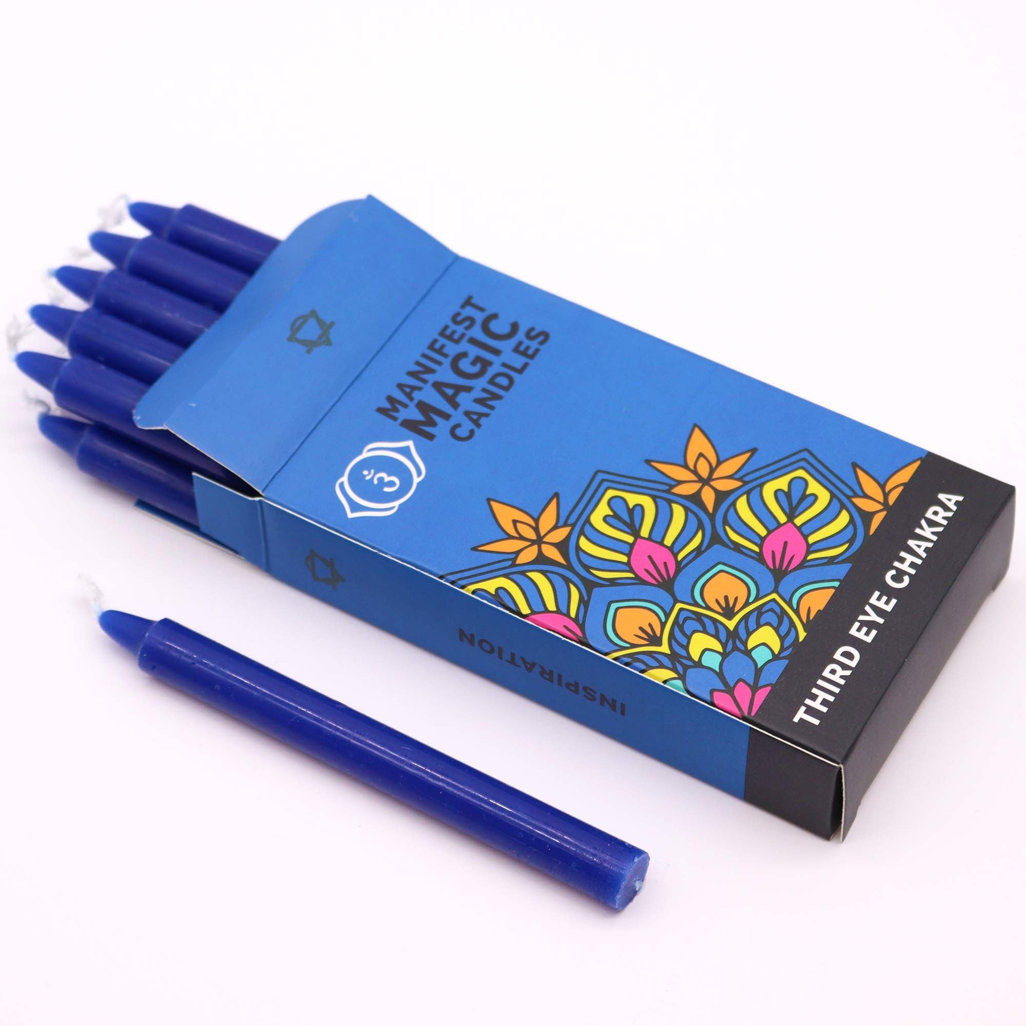 Bougies de Manifestation – Bleu Foncé – Chakra Troisième Œil (pack de 12)