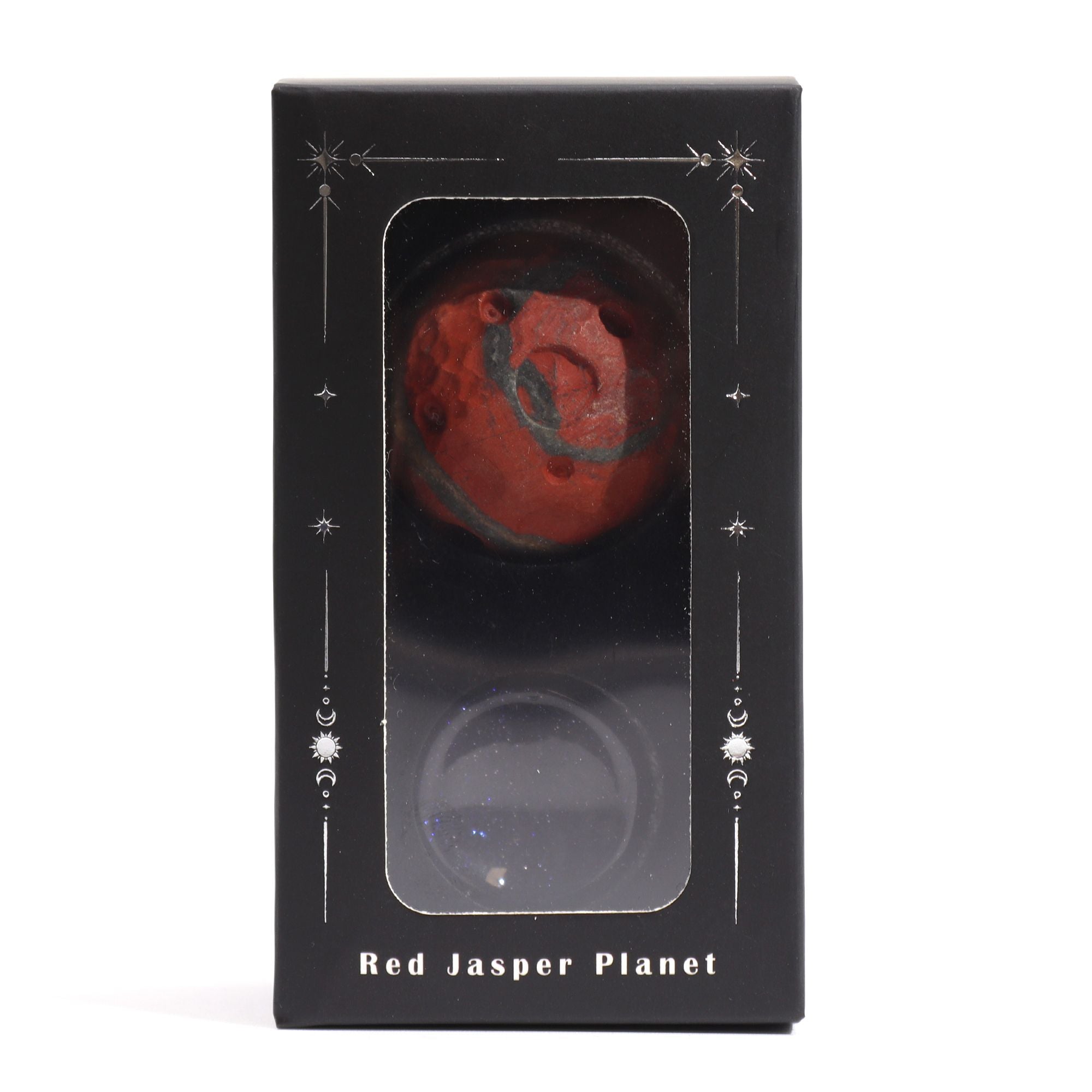 Sphère Jaspe Rouge – Planète Mars – Sur Socle Solis Goldstone – 40 mm