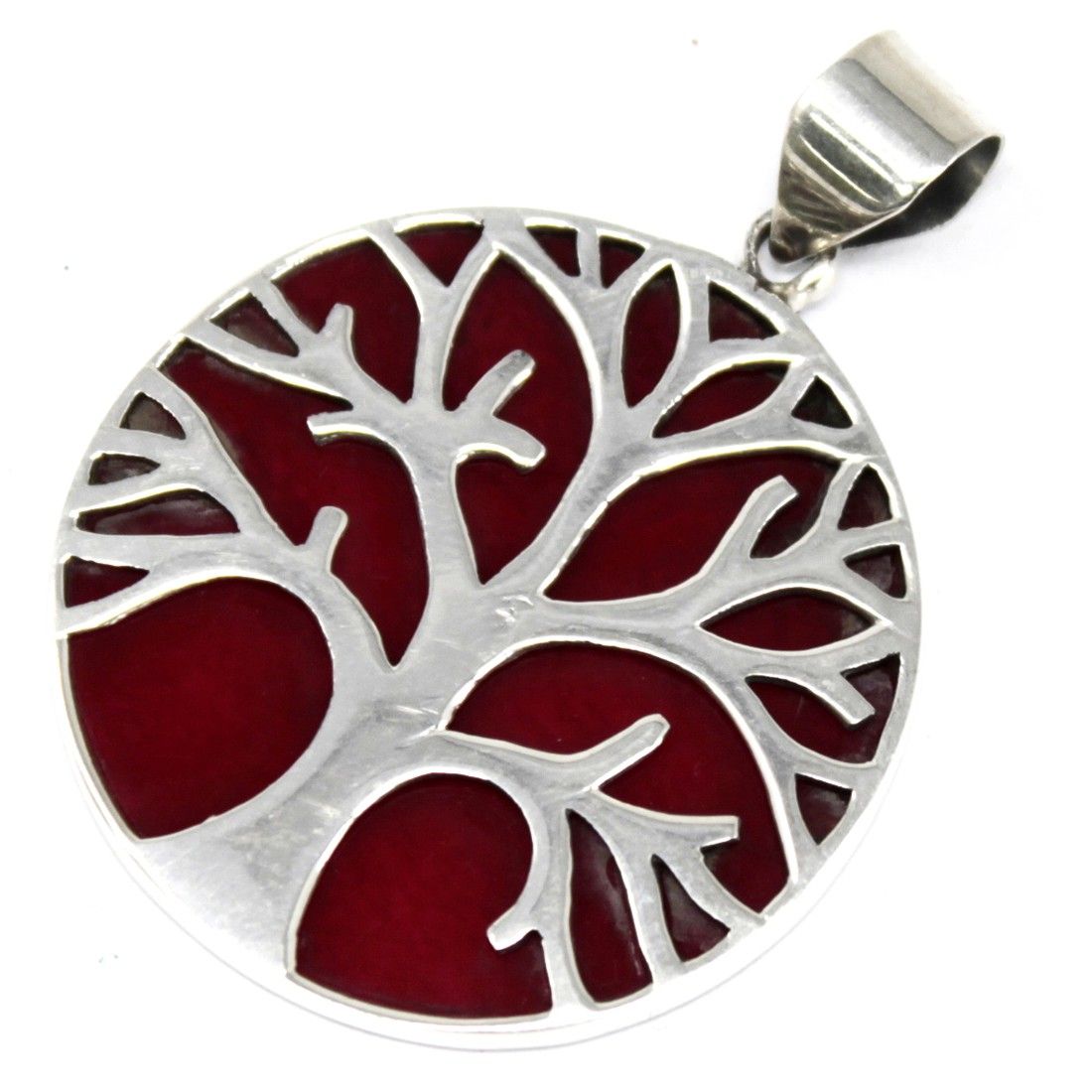 Pendentif Arbre de Vie – Effet Corail – 30 mm – Argent massif 925 (sans chaîne)