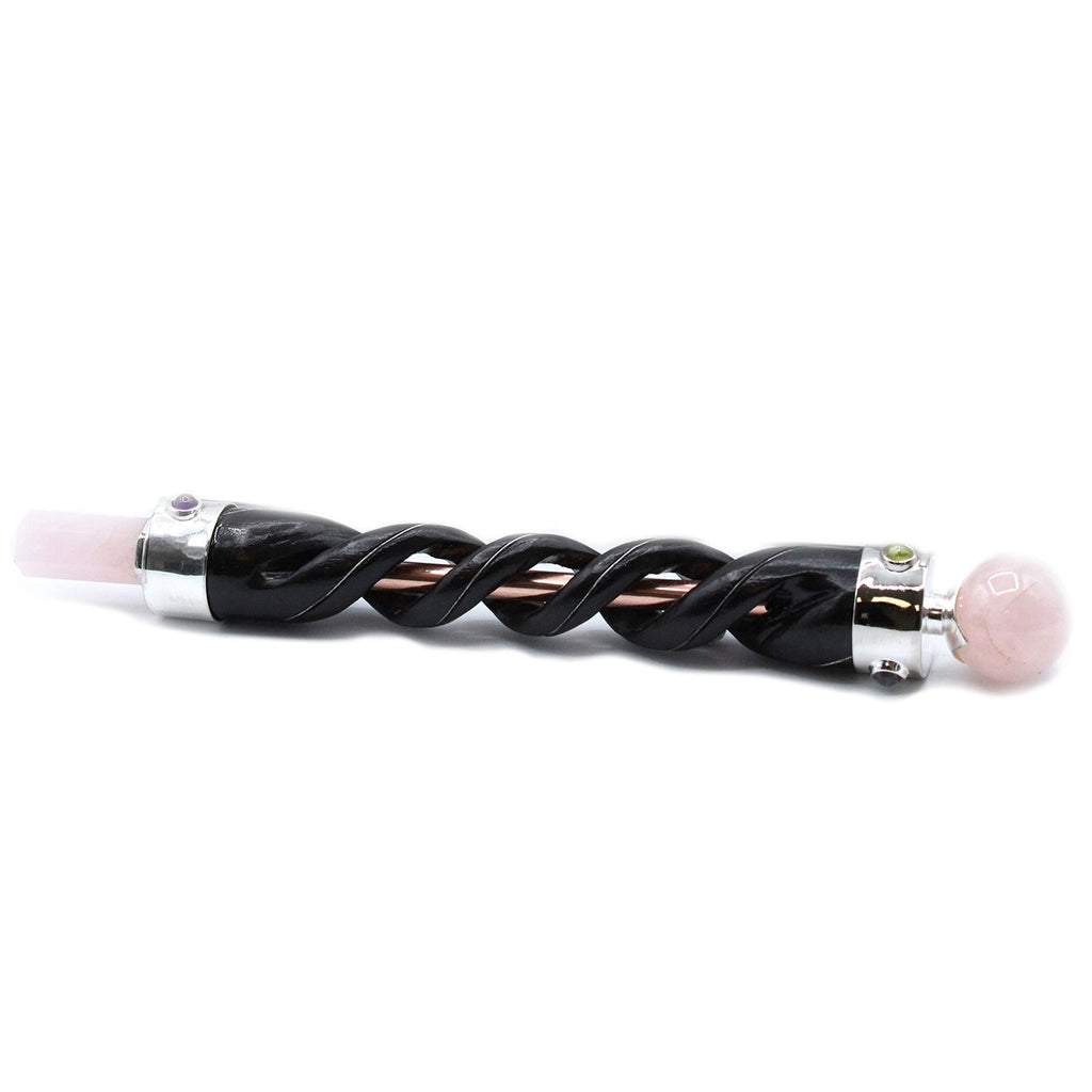 Baguette de Soin Spirale Cuivrée – Quartz Rose