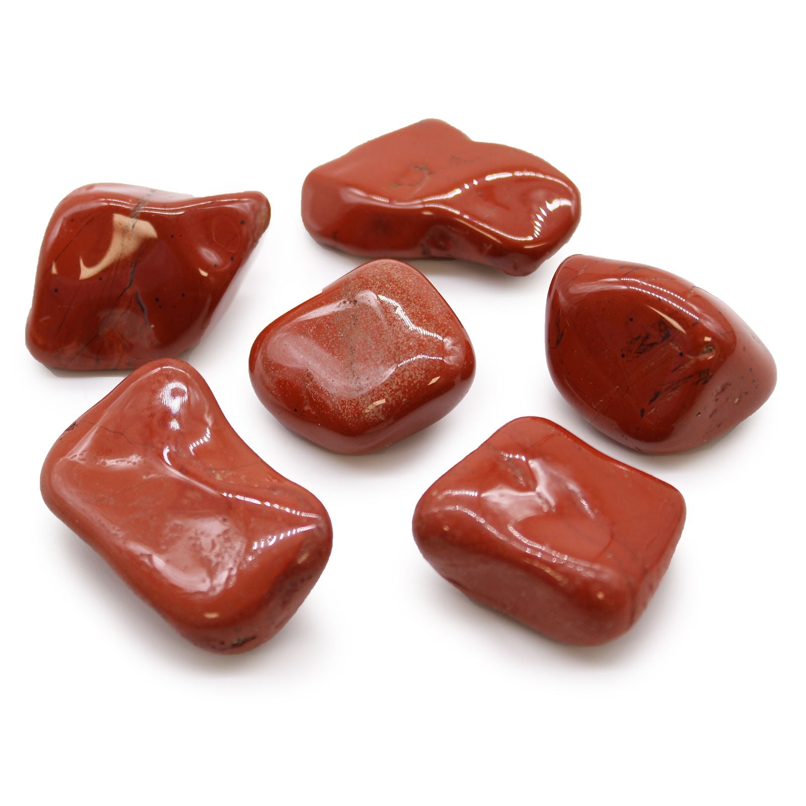 Lot de 6 Grosses Pierres Roulées – Jaspe Rouge (Afrique)