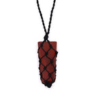 Pendentif Pointe Plate Macramé – Jaspe Rouge