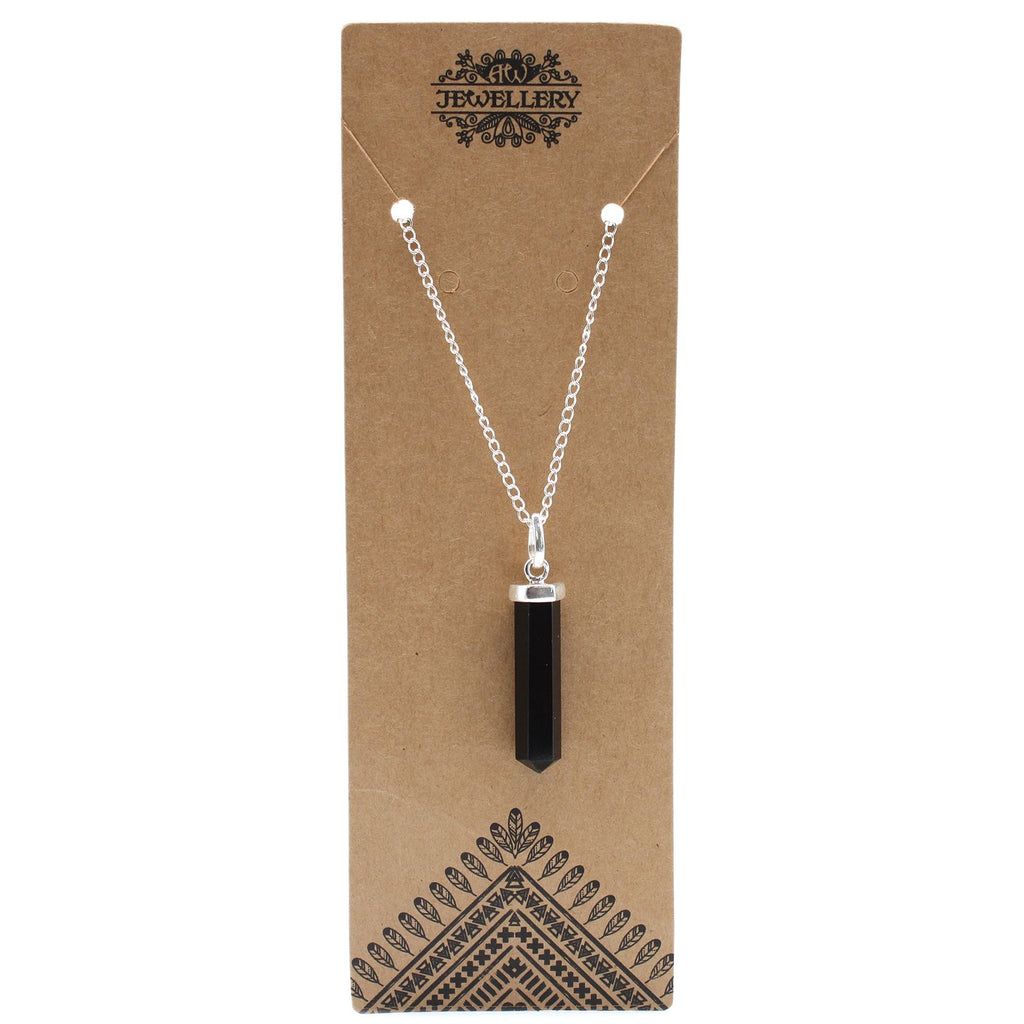 Pendentif Pointe – Agate Noire (Grand Format)
