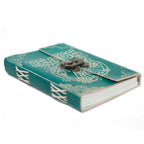 Carnet en Cuir – Peace Verte avec Cadenas – 18×13 cm