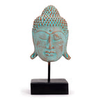 Grande Tête de Bouddha Sérénité sur Support – Vert Cuivré