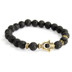 Bracelet Boho Bling – Hamsa Doré sur Pierre de Lave