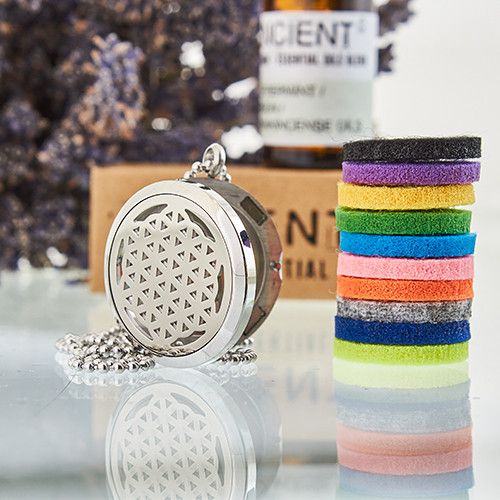 Collier Diffuseur d’Aromathérapie – Fleur de Vie – 30 mm