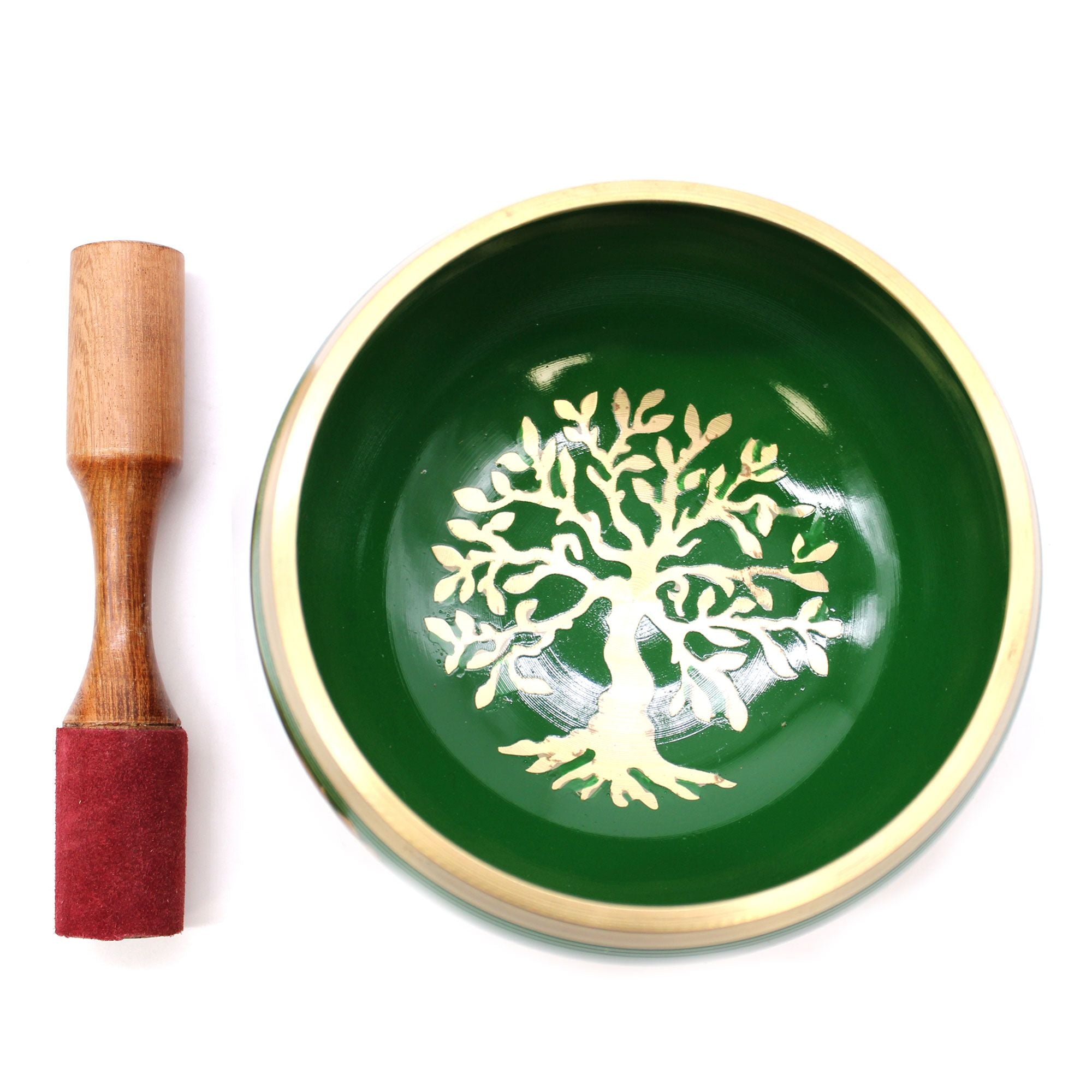 Set Bol Tibétain Coffret – Arbre de Vie – Vert – 14 cm