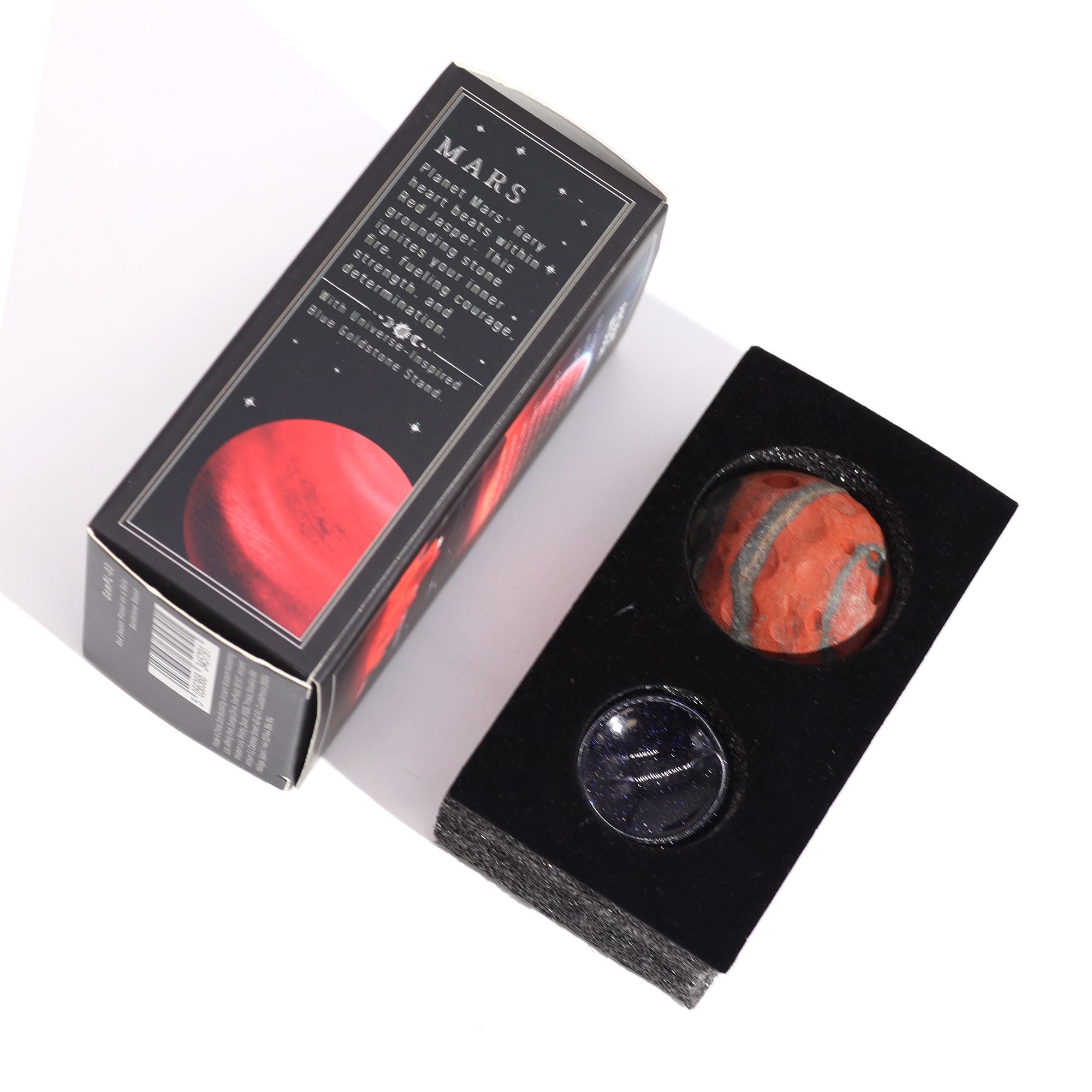 Sphère Jaspe Rouge – Planète Mars – Sur Socle Solis Goldstone – 40 mm