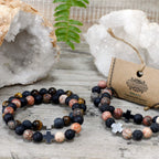 Set de 2 Bracelets d'Éternité – Jaspe Léopard & Pierre de Lave