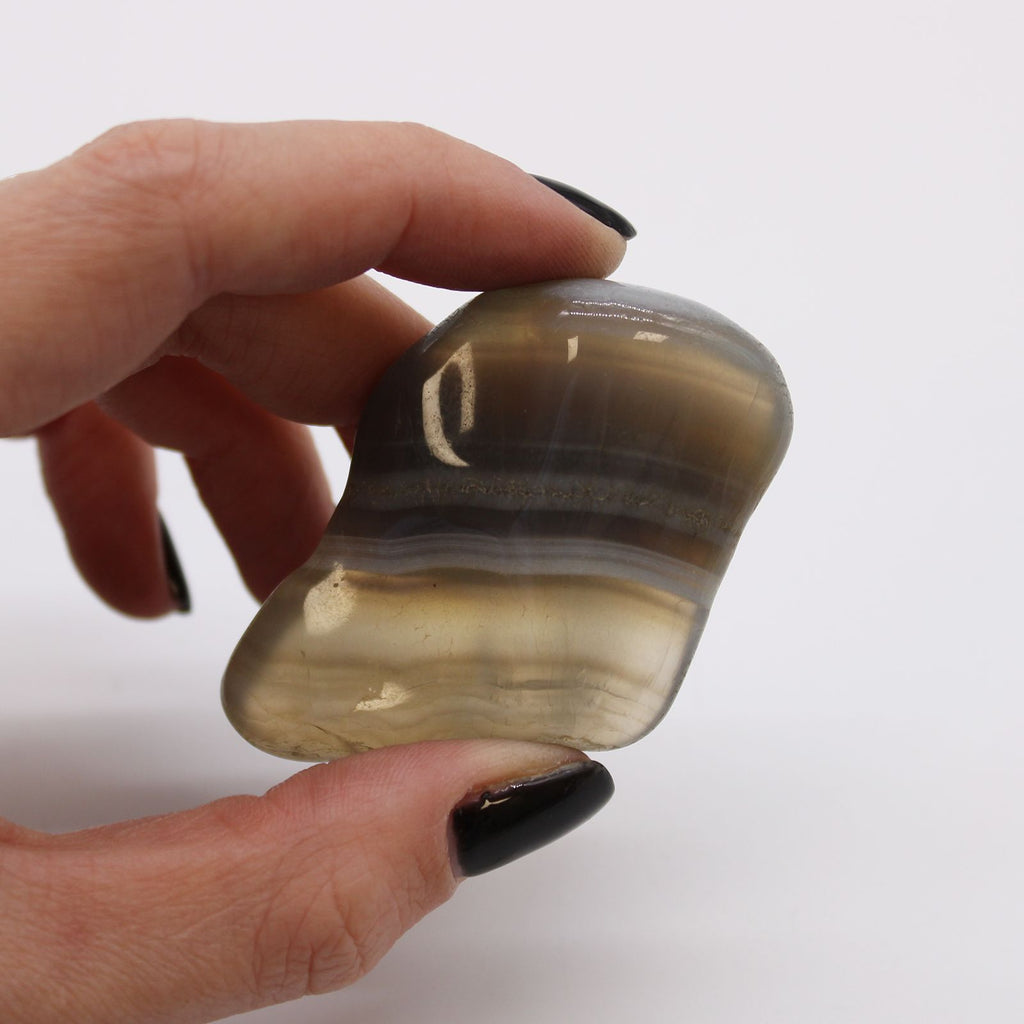 Lot de 6 Grosses Pierres Roulées – Agate du Botswana (Gris)