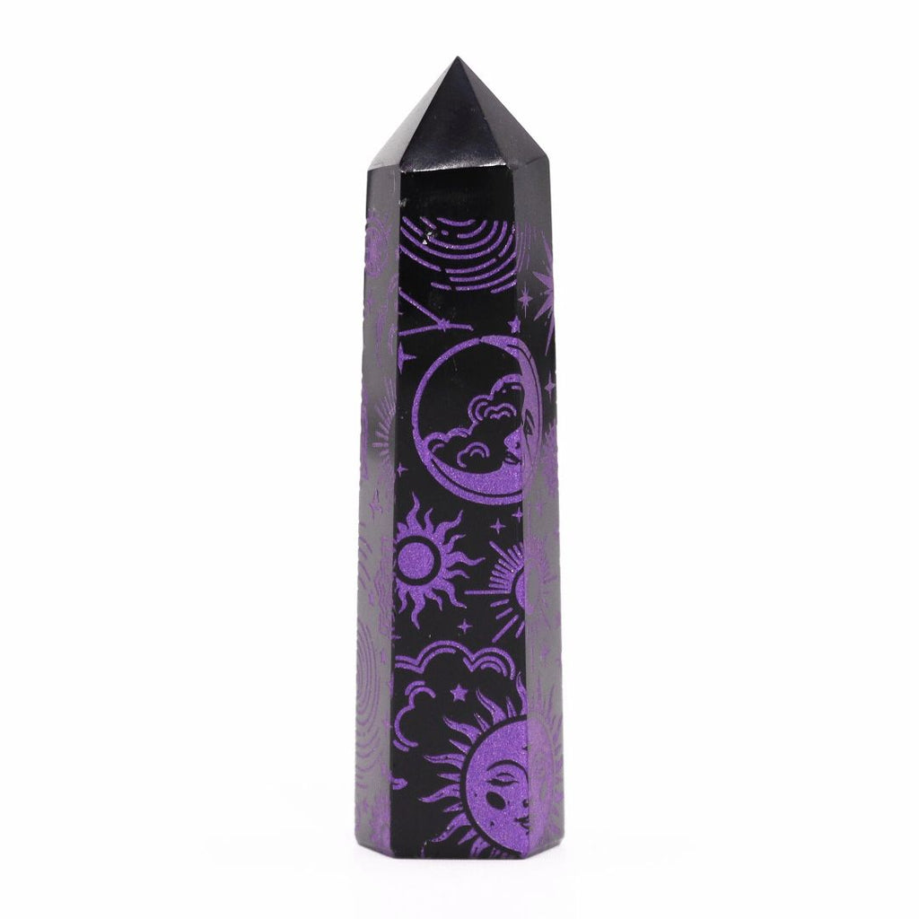 Pointe d'Obsidienne Noire – Reflets Violet Mystique – 9 cm