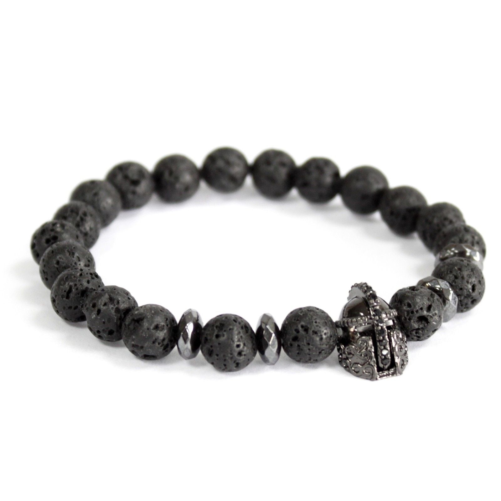Bracelet Boho Bling – Casque de Chevalier sur Pierre de Lave