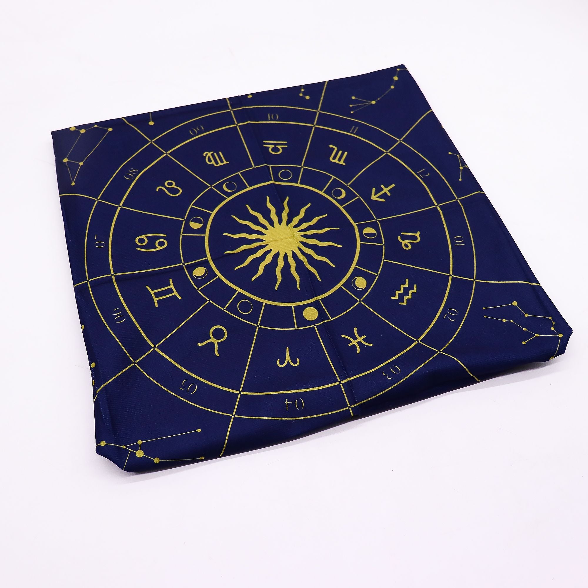 Tapis de Tirage Zodiac – 75×75 cm • Support Mystique pour Tarot, Oracles & Pendule