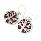 Boucles d'Oreilles Arbre de Vie en Argent 925 – Effet Corail – 15 mm