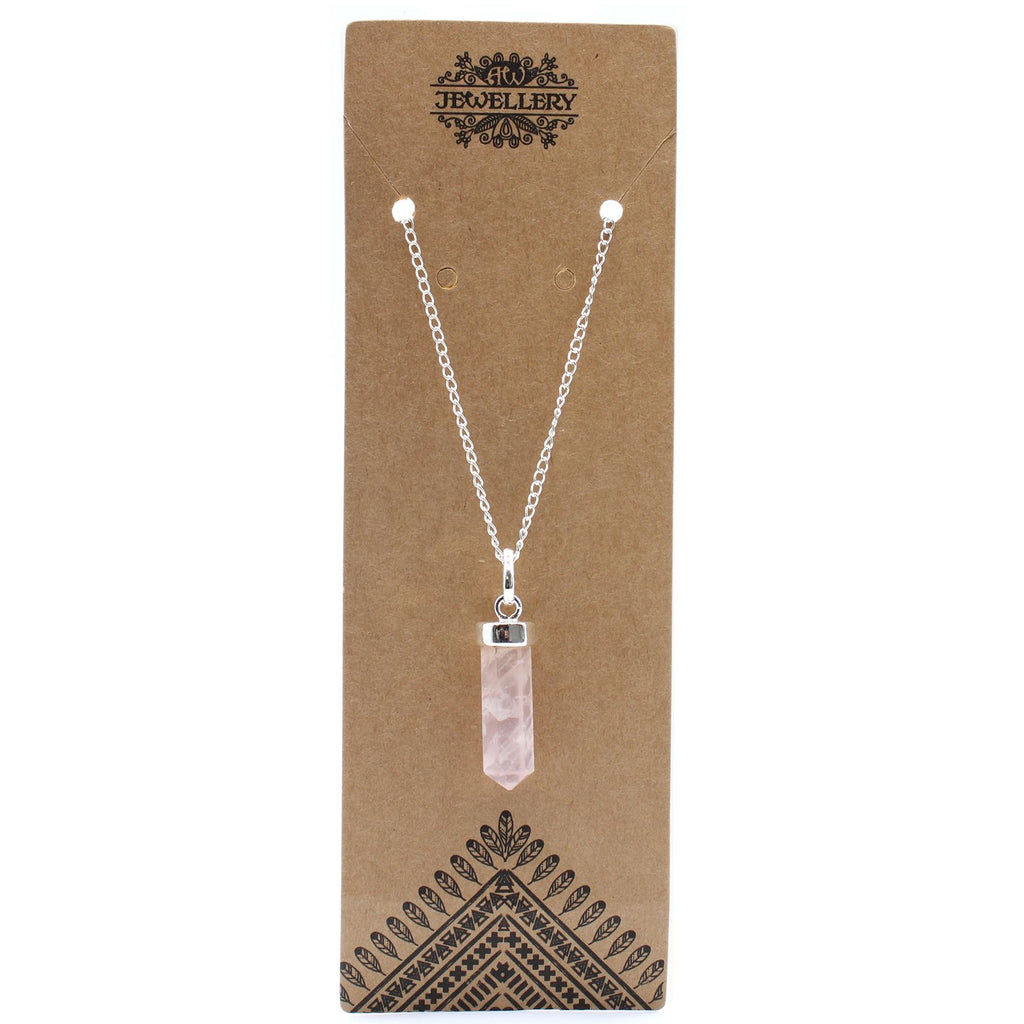 Pendentif Pointe – Quartz Rose (Grand Format)