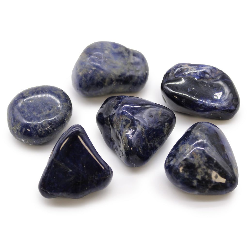 Lot de 6 Grosses Pierres Roulées – Sodalite Bleu Pur (Afrique)