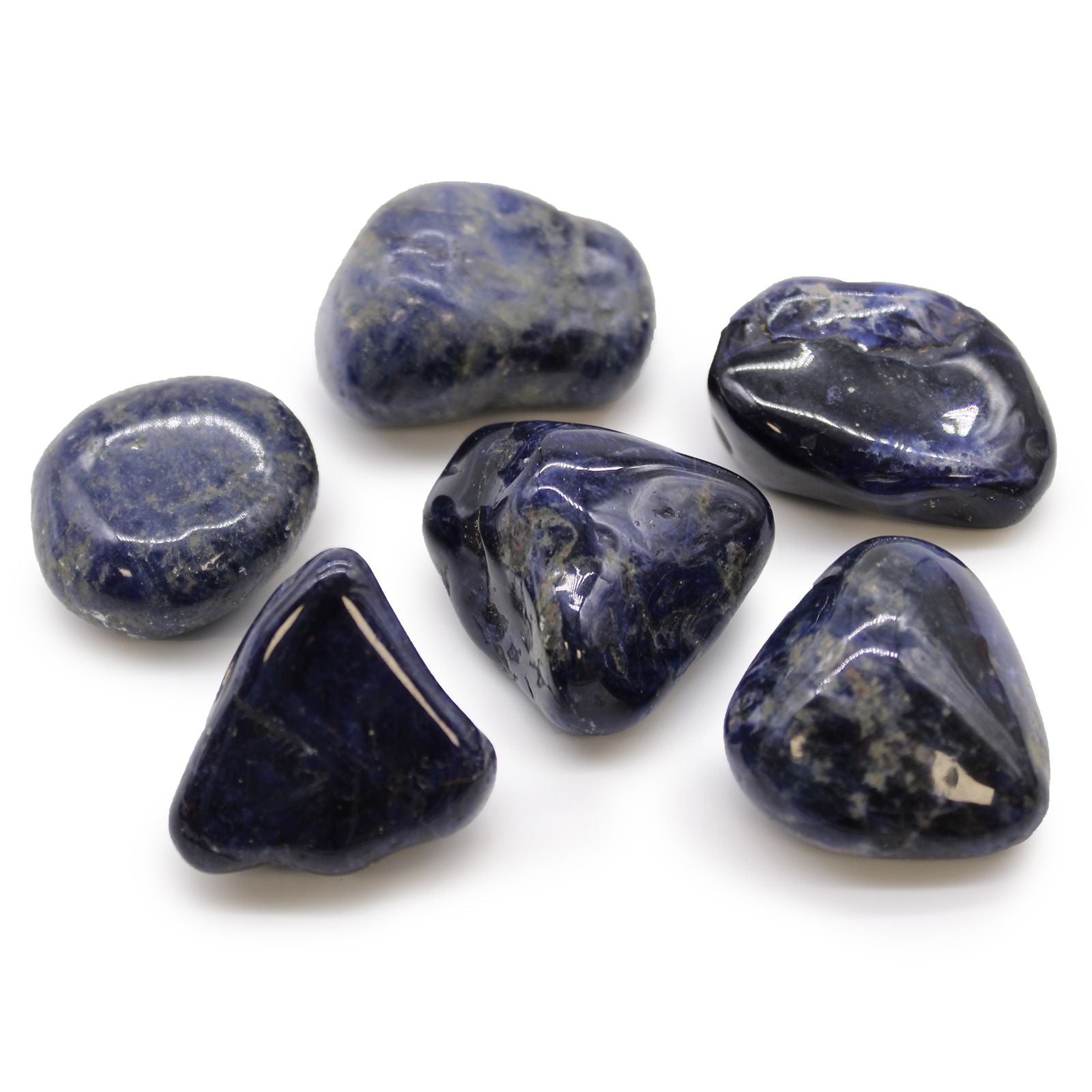 Lot de 6 Grosses Pierres Roulées – Sodalite Bleu Pur (Afrique)