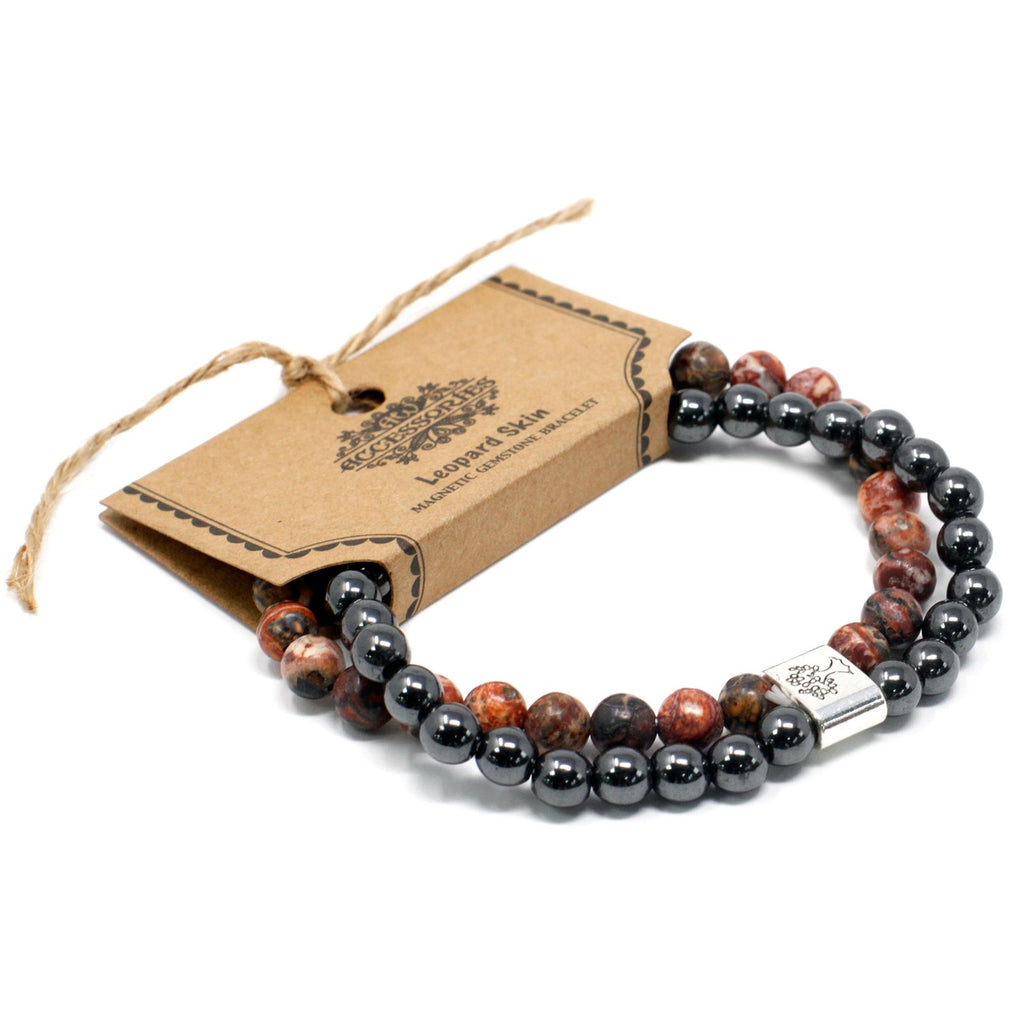 Bracelet Magnétique en Gemmes – Jaspe Léopard