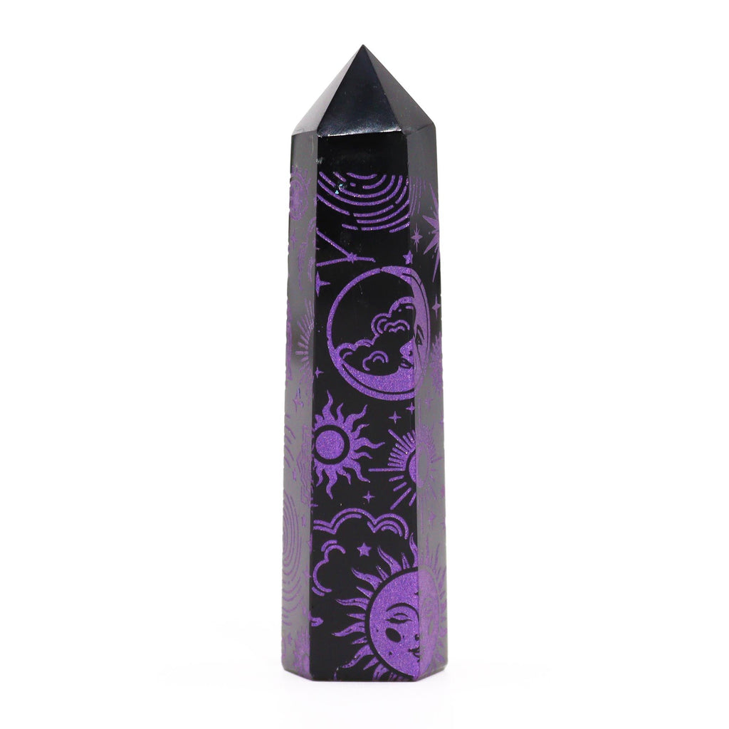 Pointe d'Obsidienne Noire – Reflets Violet Mystique – 9 cm