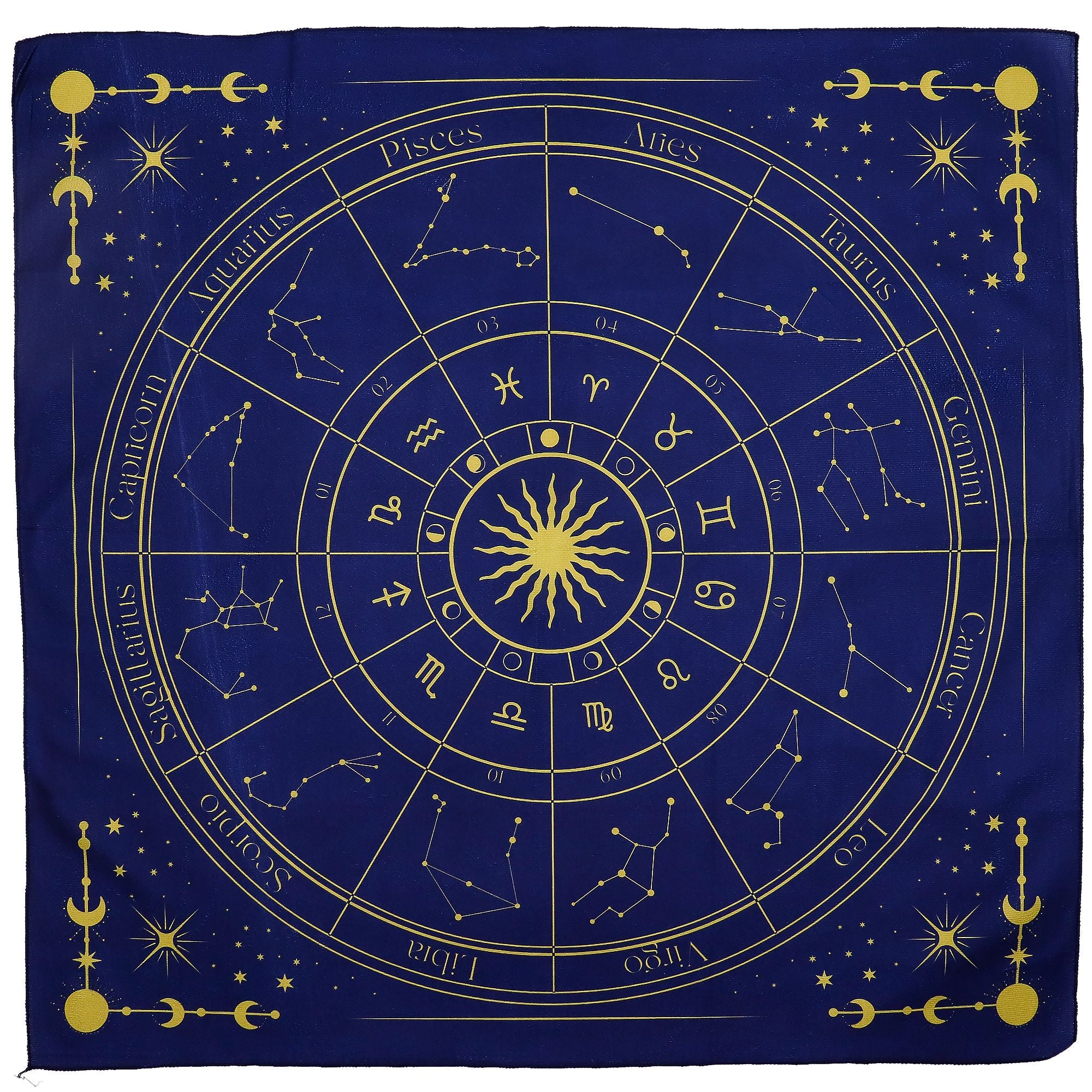 Tapis de Tirage Zodiac – 75×75 cm • Support Mystique pour Tarot, Oracles & Pendule